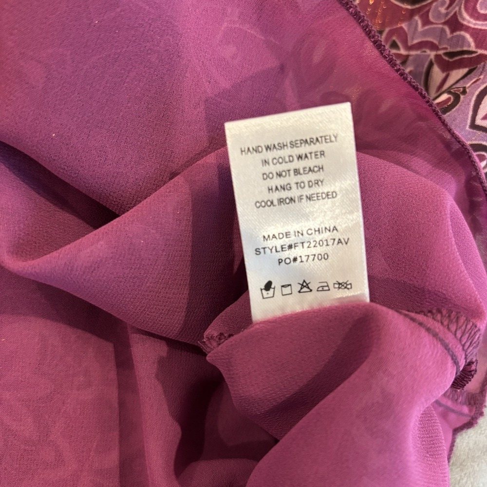 NWT AVARA Mauve Tones Long Puff Sleeve Blouse Top Size XS Boho - Picture 8 of 9